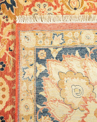 Traditional Mogul Orange Wool Area Rug 7' 10" x 10' 4" - Solo Rugs