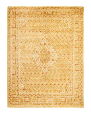 Traditional Mogul Yellow Wool Area Rug 7' 10" x 10' 4" - Solo Rugs