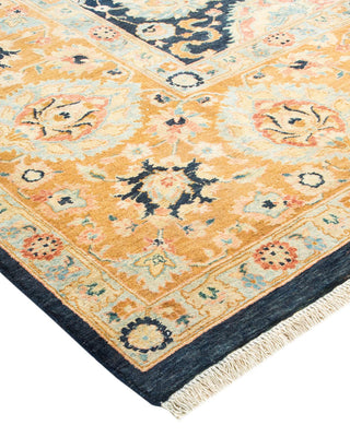 Traditional Mogul Blue Wool Area Rug 6' 1" x 9' 6" - Solo Rugs