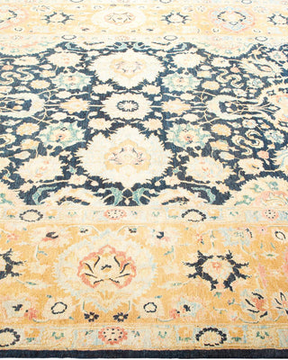 Traditional Mogul Blue Wool Area Rug 6' 1" x 9' 6" - Solo Rugs
