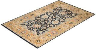 Traditional Mogul Blue Wool Area Rug 6' 1" x 9' 6" - Solo Rugs