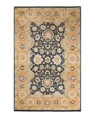 Traditional Mogul Blue Wool Area Rug 6' 1" x 9' 6" - Solo Rugs