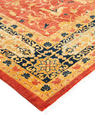 Traditional Mogul Orange Wool Area Rug 6' 1" x 9' 4" - Solo Rugs