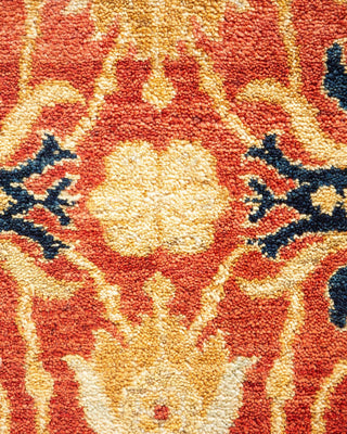 Traditional Mogul Orange Wool Area Rug 6' 1" x 9' 4" - Solo Rugs