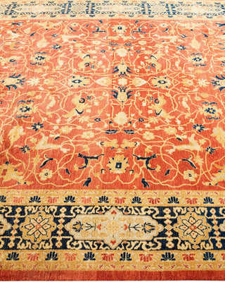 Traditional Mogul Orange Wool Area Rug 6' 1" x 9' 4" - Solo Rugs