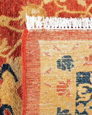 Traditional Mogul Orange Wool Area Rug 6' 1" x 9' 4" - Solo Rugs