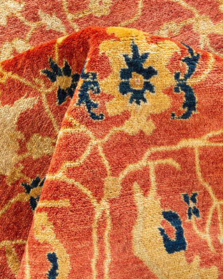 Traditional Mogul Orange Wool Area Rug 6' 1" x 9' 4" - Solo Rugs
