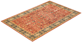 Traditional Mogul Orange Wool Area Rug 6' 1" x 9' 4" - Solo Rugs