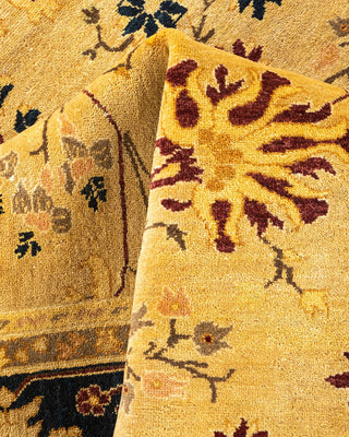 Traditional Mogul Yellow Wool Area Rug 6' 1" x 9' 3" - Solo Rugs