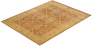 Traditional Mogul Brown Wool Area Rug 6' 1" x 8' 1" - Solo Rugs