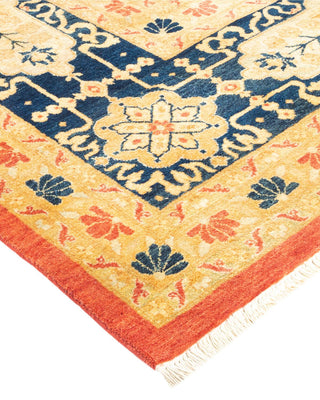 Traditional Mogul Orange Wool Area Rug 9' 1" x 11' 7" - Solo Rugs