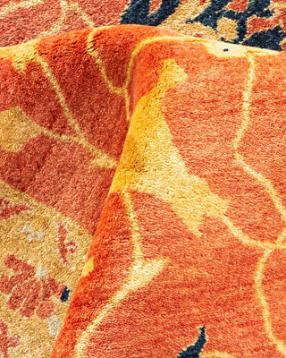 Traditional Mogul Orange Wool Area Rug 9' 1" x 11' 7" - Solo Rugs