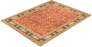 Traditional Mogul Orange Wool Area Rug 9' 1" x 11' 7" - Solo Rugs