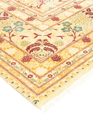 Traditional Mogul Yellow Wool Area Rug 6' 1" x 9' 5" - Solo Rugs