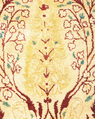 Traditional Mogul Yellow Wool Area Rug 6' 1" x 9' 5" - Solo Rugs