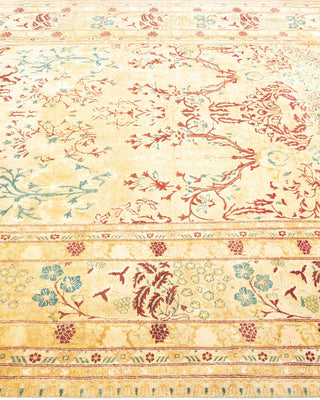 Traditional Mogul Yellow Wool Area Rug 6' 1" x 9' 5" - Solo Rugs