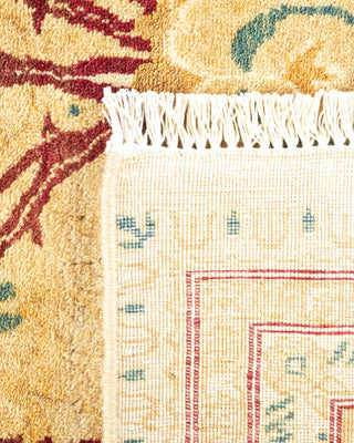 Traditional Mogul Yellow Wool Area Rug 6' 1" x 9' 5" - Solo Rugs