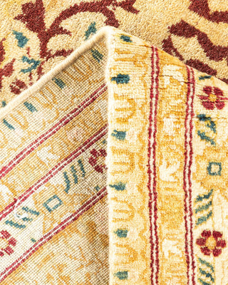 Traditional Mogul Yellow Wool Area Rug 6' 1" x 9' 5" - Solo Rugs