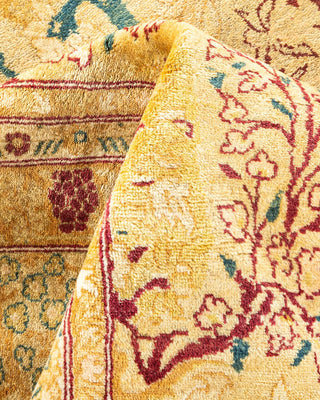 Traditional Mogul Yellow Wool Area Rug 6' 1" x 9' 5" - Solo Rugs