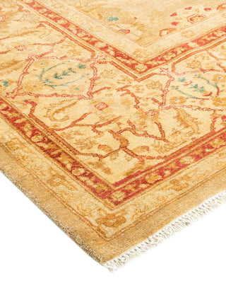 Traditional Mogul Yellow Wool Area Rug 6' 1" x 9' 4" - Solo Rugs