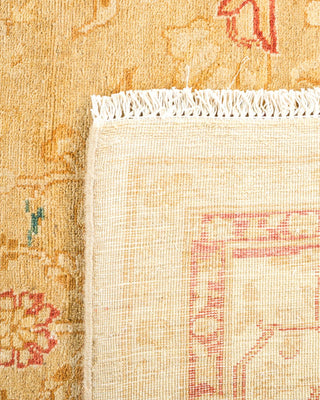 Traditional Mogul Yellow Wool Area Rug 6' 1" x 9' 4" - Solo Rugs