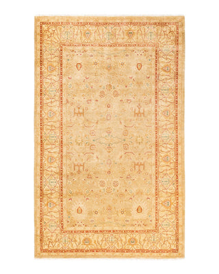 Traditional Mogul Yellow Wool Area Rug 6' 1" x 9' 4" - Solo Rugs