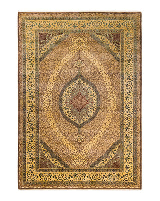 Traditional Mogul Brown Wool Area Rug 6' 3" x 9' 1" - Solo Rugs