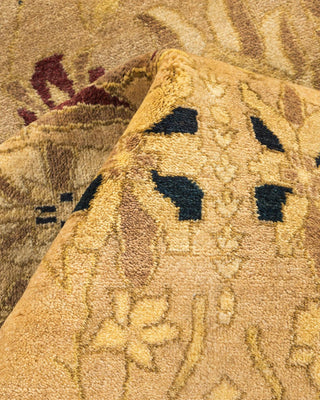 Traditional Mogul Yellow Wool Area Rug 5' 10" x 9' 1" - Solo Rugs