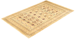 Traditional Mogul Yellow Wool Area Rug 5' 10" x 9' 1" - Solo Rugs