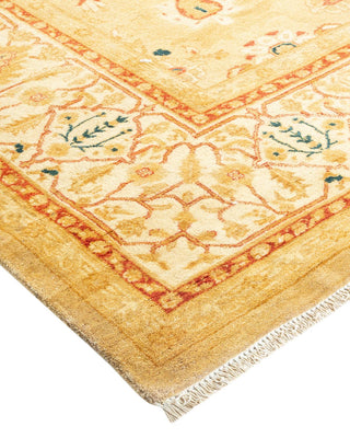 Traditional Mogul Yellow Wool Area Rug 6' 1" x 9' 1" - Solo Rugs