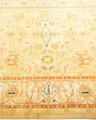 Traditional Mogul Yellow Wool Area Rug 6' 1" x 9' 1" - Solo Rugs