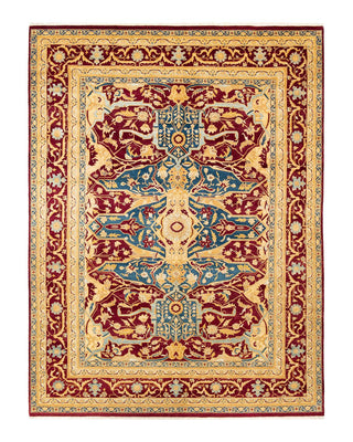 Traditional Mogul Red Wool Area Rug 9' 0" x 12' 1" - Solo Rugs