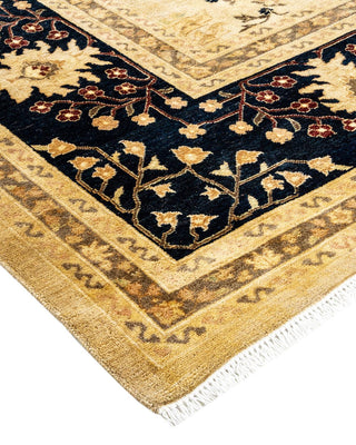 Traditional Mogul Yellow Wool Area Rug 9' 1" x 12' 2" - Solo Rugs
