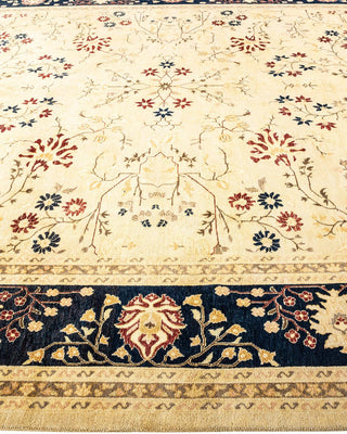 Traditional Mogul Yellow Wool Area Rug 9' 1" x 12' 2" - Solo Rugs