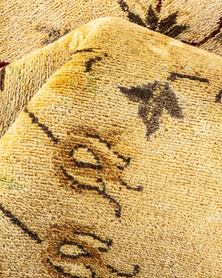 Traditional Mogul Yellow Wool Area Rug 9' 1" x 12' 2" - Solo Rugs