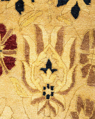 Traditional Mogul Yellow Wool Area Rug 9' 2" x 11' 8" - Solo Rugs