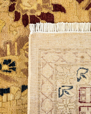 Traditional Mogul Yellow Wool Area Rug 9' 2" x 11' 8" - Solo Rugs