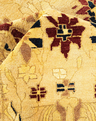 Traditional Mogul Yellow Wool Area Rug 9' 2" x 11' 8" - Solo Rugs