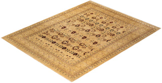 Traditional Mogul Yellow Wool Area Rug 9' 2" x 11' 8" - Solo Rugs