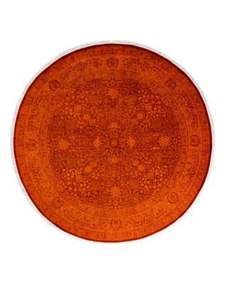 Contemporary Fine Vibrance Orange Wool Round Area Rug 7' 1" x 7' 1" - Solo Rugs