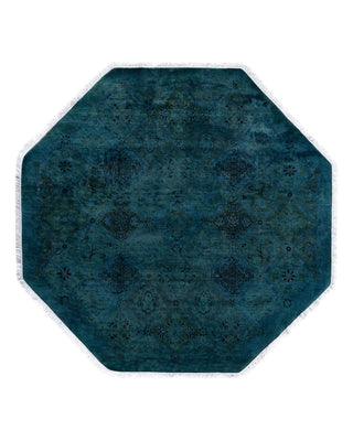Contemporary Fine Vibrance Green Wool Octagon Area Rug 5' 1" x 5' 1" - Solo Rugs