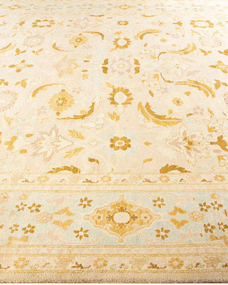 Contemporary Eclectic Ivory Wool Area Rug 9' 5" x 11' 4" - Solo Rugs