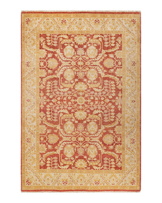 Contemporary Eclectic Orange Wool Area Rug 6' 0" x 8' 9" - Solo Rugs