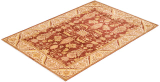 Contemporary Eclectic Orange Wool Area Rug 6' 2" x 8' 10" - Solo Rugs