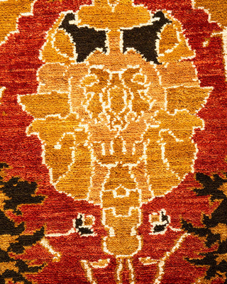 Contemporary Eclectic Orange Wool Area Rug 5' 2" x 7' 9" - Solo Rugs