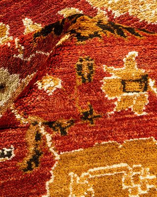 Contemporary Eclectic Orange Wool Area Rug 5' 2" x 7' 9" - Solo Rugs