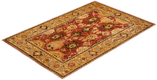 Contemporary Eclectic Orange Wool Area Rug 5' 2" x 7' 9" - Solo Rugs