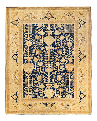 Contemporary Eclectic Blue Wool Area Rug 9' 1" x 12' 2" - Solo Rugs
