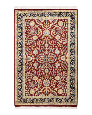 Traditional Mogul Red Wool Area Rug 3' 0" x 4' 9" - Solo Rugs