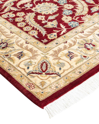 Traditional Mogul Red Wool Area Rug 4' 2" x 6' 4" - Solo Rugs